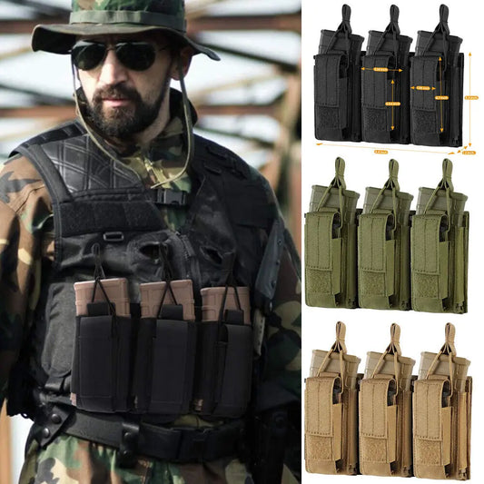 Tactical Vest Molle Triple Mag Pouch Outdoor Rifle Pistol Hunting Storage Bag Ammo Holder