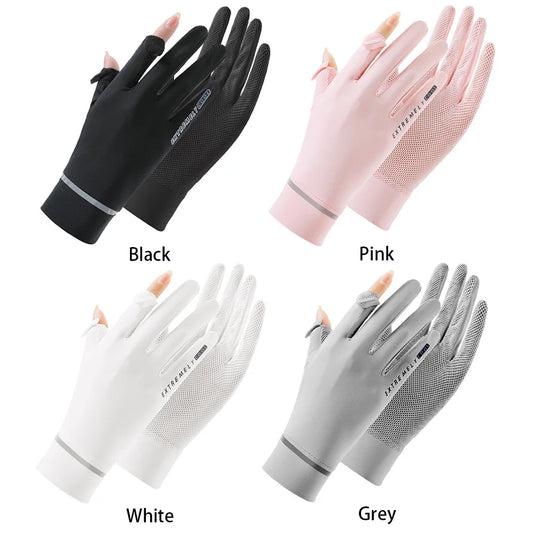 Lady Sunscreen Ice Silk Gloves for fishing