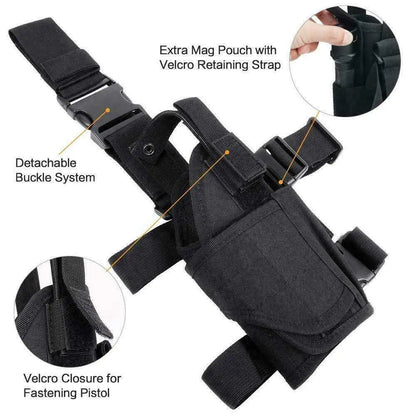 Tactical Adjustable Pistol Thigh Holster Magazine Pouch Right Hand Gun Holster