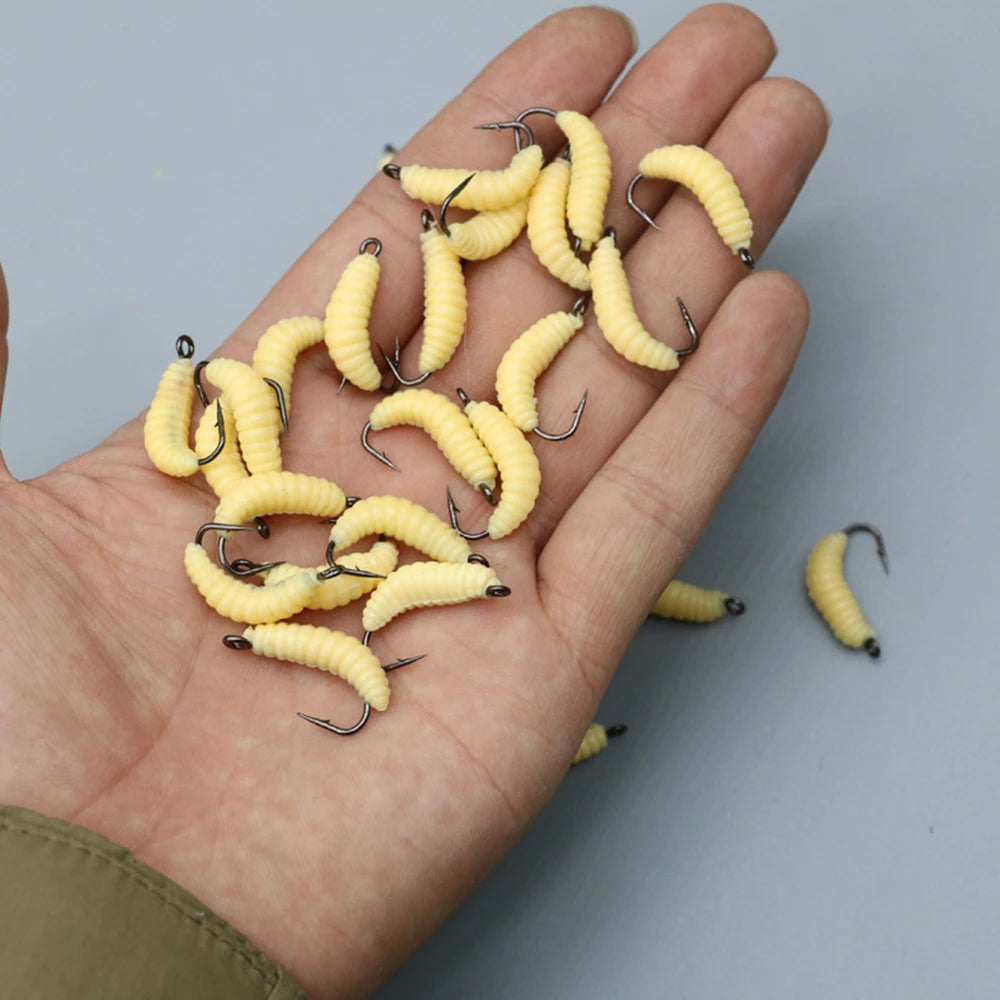 30PCS Artificial Breadworms Fishing Bait with Hooks