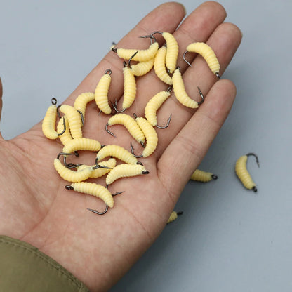 30PCS Artificial Breadworms Fishing Bait with Hooks
