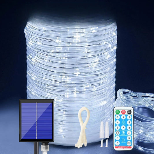 107ft300LED/73ft200LEDS Solar Rope Lights, Waterproof  8 Modes,