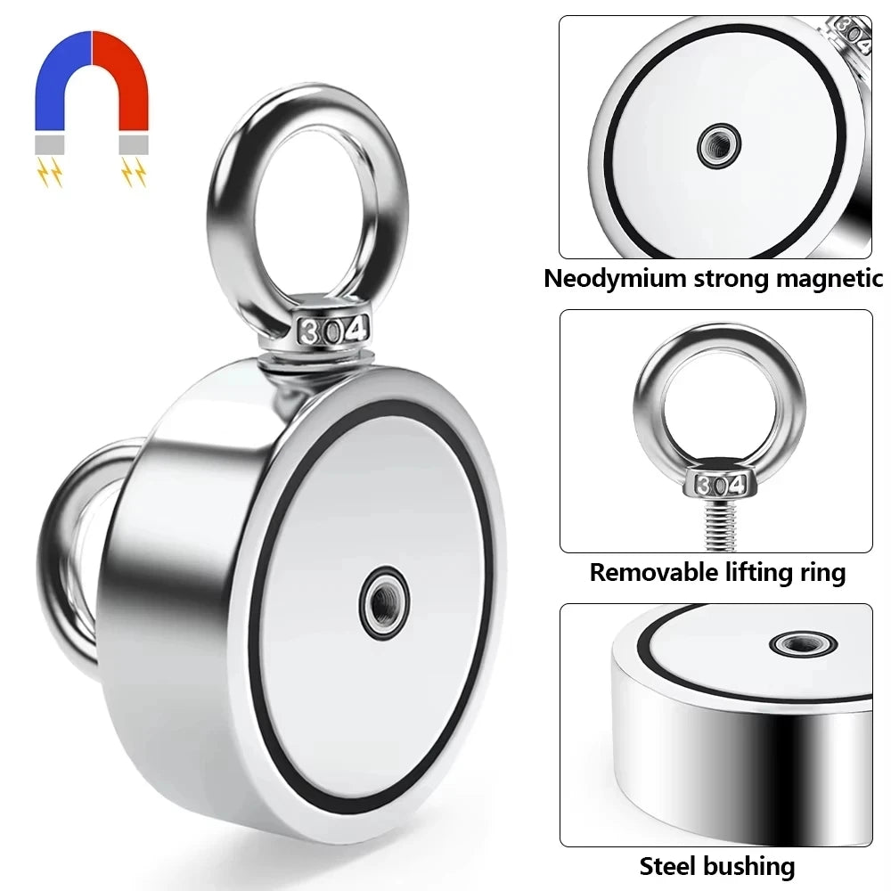 Strong Powerful Neodymium Magnet Double Side Salvage Search Magnet
