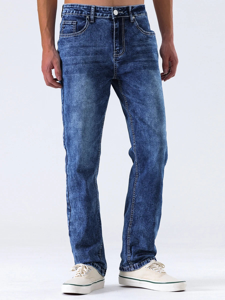 Men s Vintage  Fit Jeans Faded Washed Denim