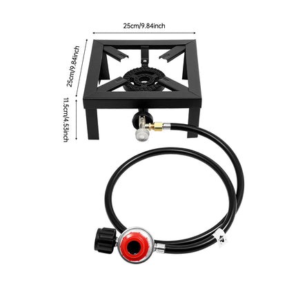 8000W Portable Double Burner Outdoor Gas Stove with Adjustable 0-10Psi Regulator Hose