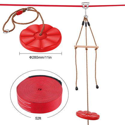 Zipline Kit for Kids and Adult 52 ft Up to 500 lb  Quick Setup