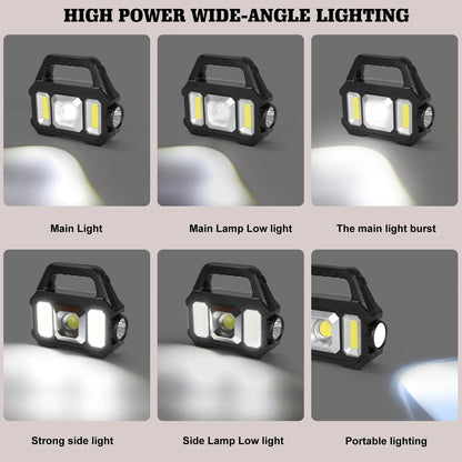 2000LM Solar-Powered LED Flashlight - Rechargeable with 6 Modes, Waterproof