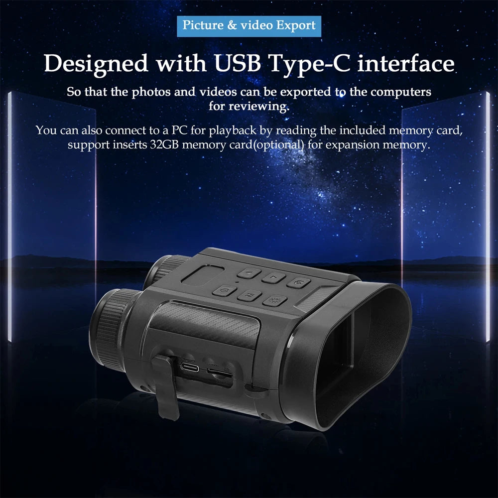 Mini Binocular Night Vision High Definition 4K 48MP Infrared 8X Digital Zoom Binoculars