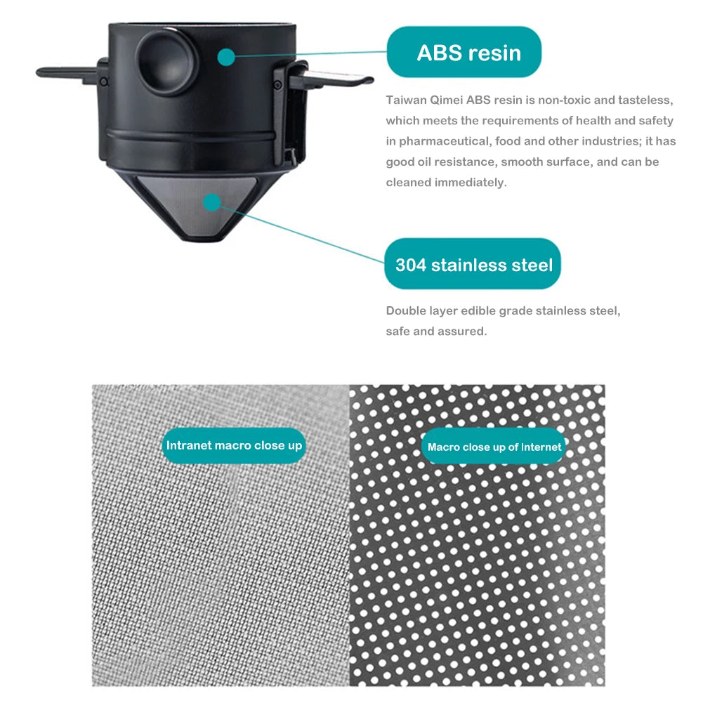 Collapsible Stainless Steel  Coffee Maker Reusable  Filter