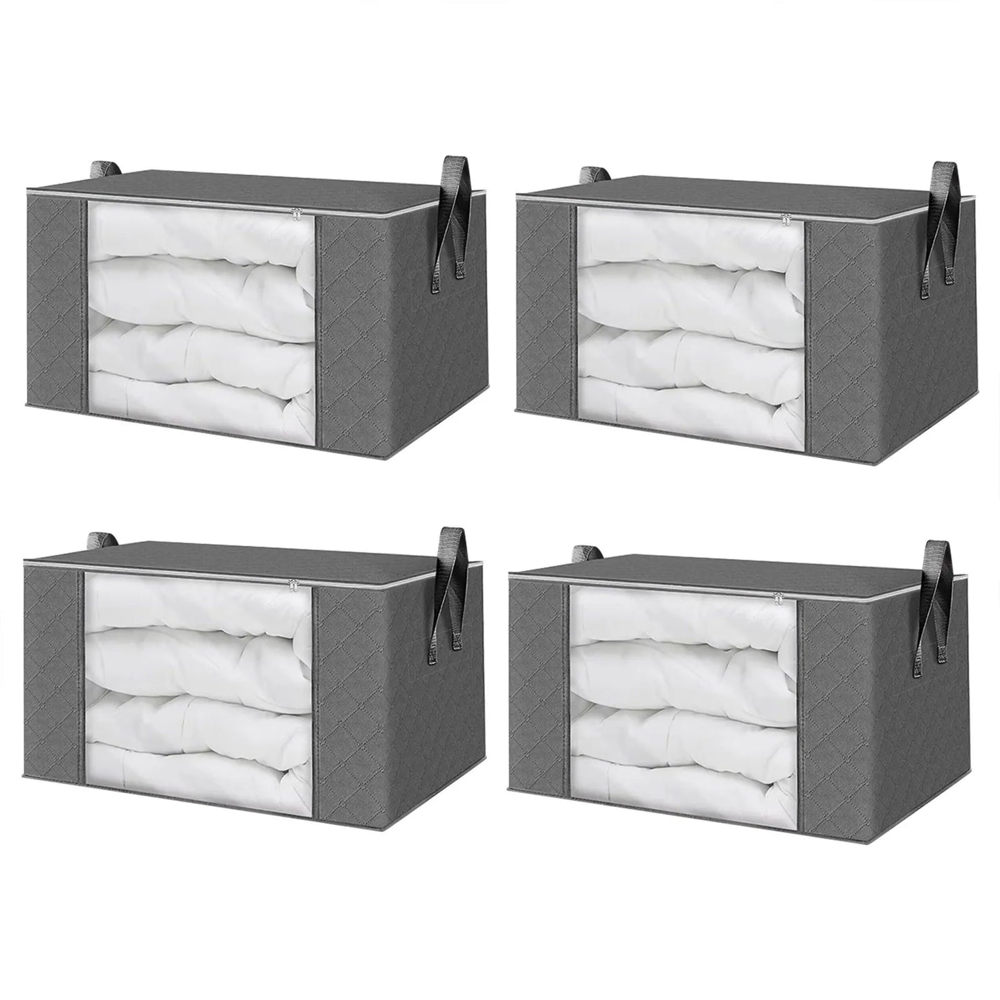 Wardrobe Box Set Of 4 With Zipper, Foldable Storage Solution for Clothes, Blankets, Sheets, and More