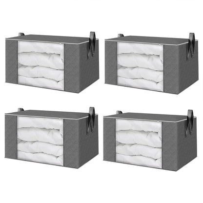 Wardrobe Box Set Of 4 With Zipper, Foldable Storage Solution for Clothes, Blankets, Sheets, and More