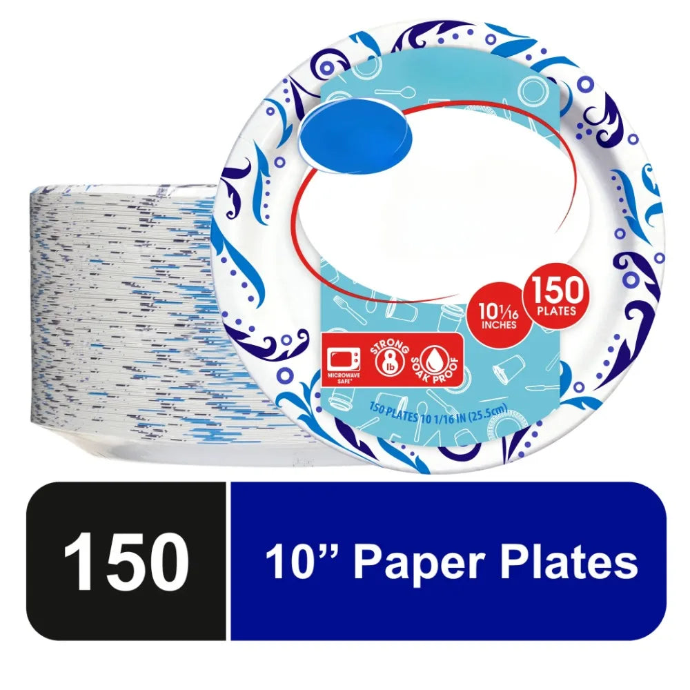 Everyday Disposable Paper Plates, 10" Count, 150