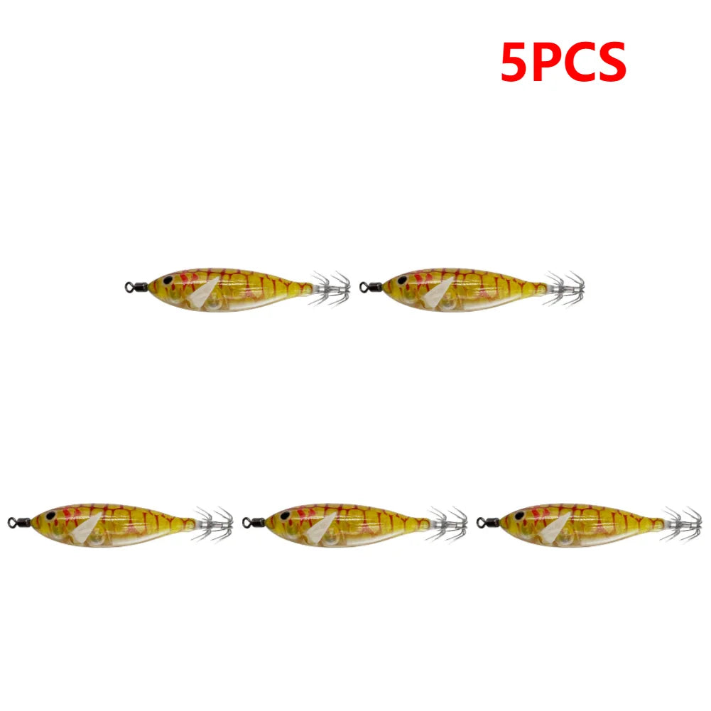 5.7g/8cm Squid Jig Baits Double Hook Glow In The Dark for Night Fishing