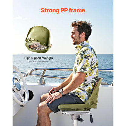 Boat Seat, Low Backrest, Folding Fishing Boat Seat with Thickened Sponge Cushion PP Frame,
