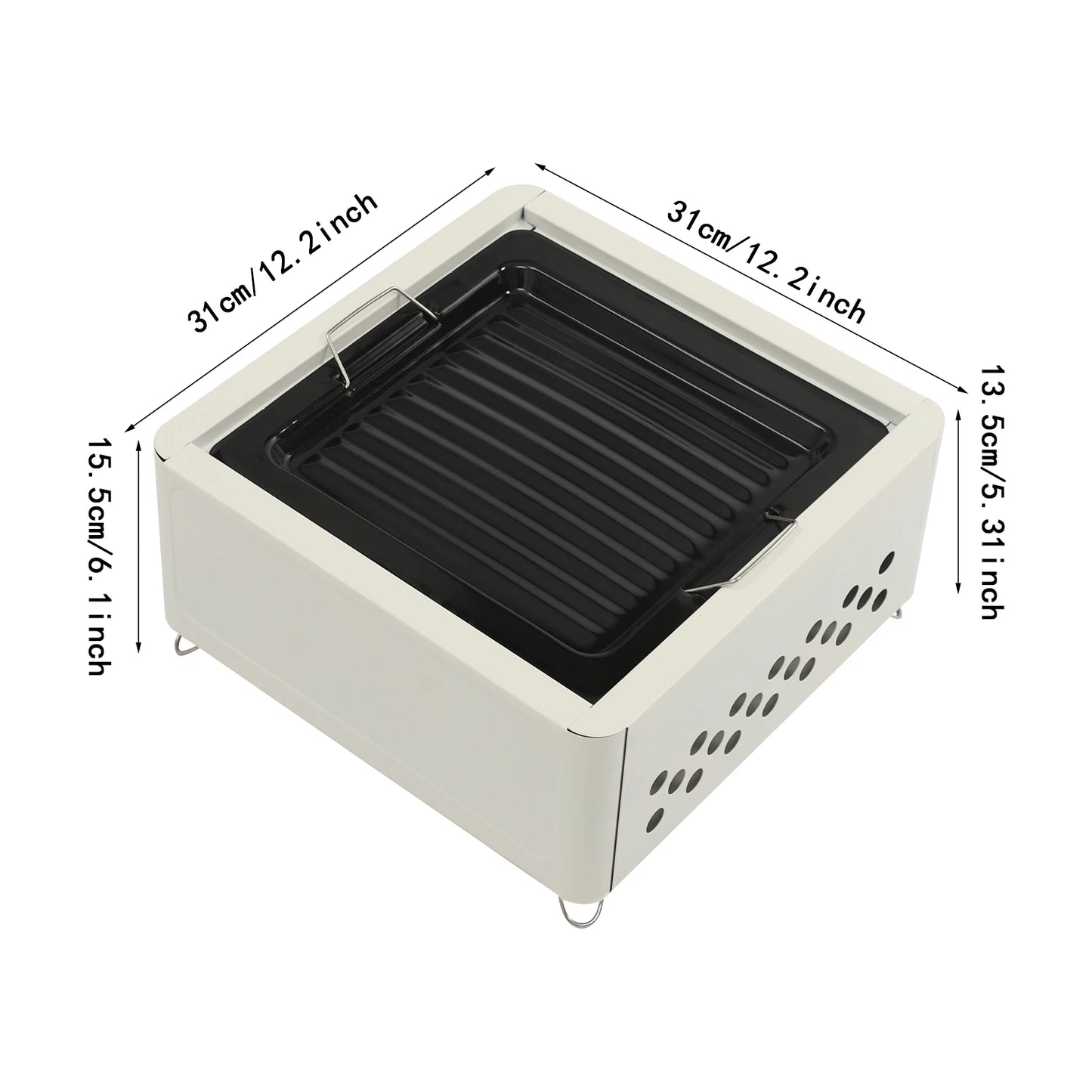31*31*13.5cm Square Tabletop Barbecue Stove, For Camping
