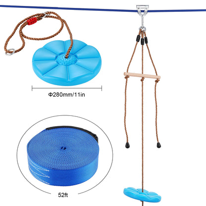 Zipline Kit for Kids and Adult 52 ft Up to 500 lb  Quick Setup