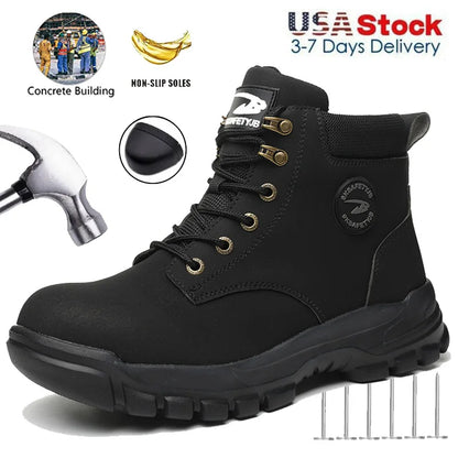 Mens Puncture-Proof Steel Toe Safety Boots