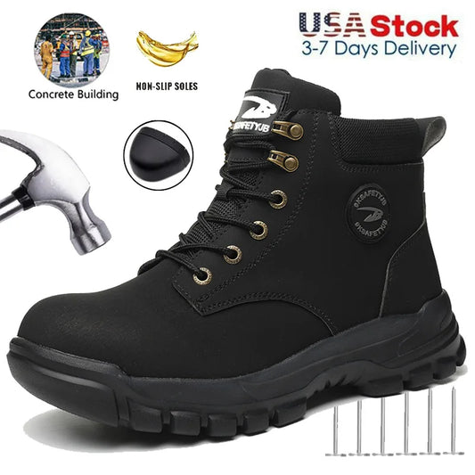 Mens Puncture-Proof Steel Toe Safety Boots