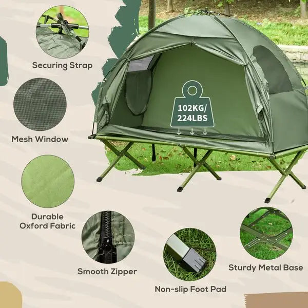 Camping Tent single person  Cot, Folding Combo, Off-Ground Tent,