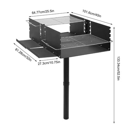 Single Post Outdoor Grill Heavy Duty l BBQ Park Style Cooking
