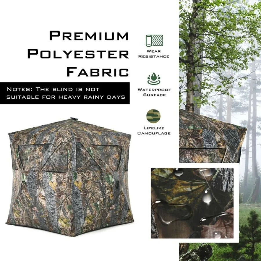 3 Person Portable PopUp Ground Hunting Blind with Tiedowns