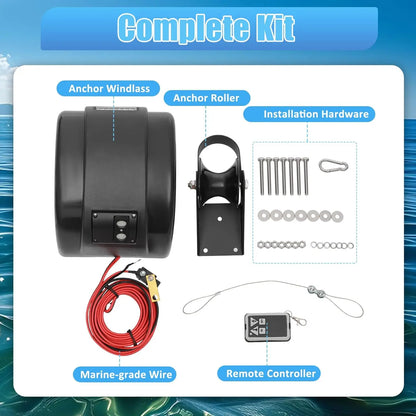 Electric Boat Anchor Winch Kit 12V with 100ft Anchor Rope