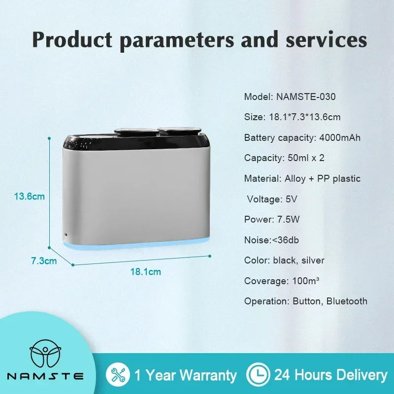 100m³ USB Charge Home Aroma Diffuser Air Freshener Double Nozzle Set