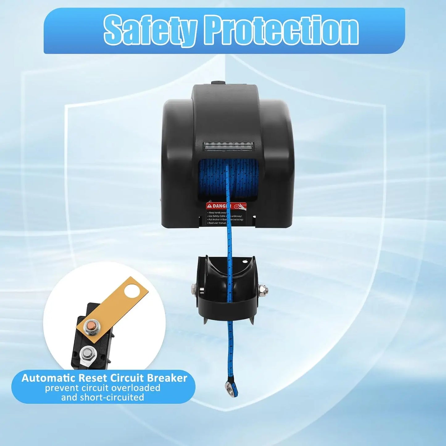 Electric Boat Anchor Winch Kit 12V with 100ft Anchor Rope