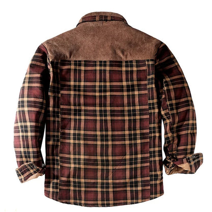 Men s Plaid Lined Shirt Jacket Long Sleeve Button Down