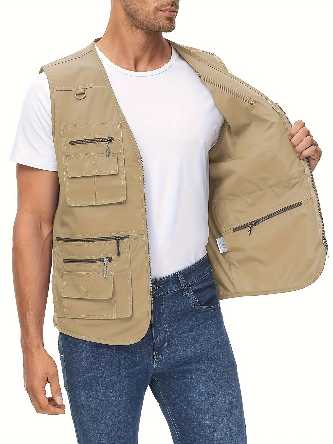 Men's Plus Size Fishing Vest Multi-Pockets Sports Summer Vest
