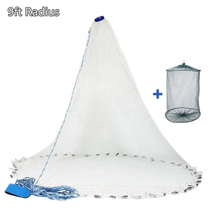 Saltwater Fishing Cast Net for Bait Trap 3/4/5/6/7/8/9/10ft Radius Casting Nets with Heavy Duty Zinc Sinker Weight