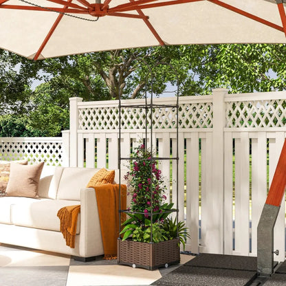Raised Garden Bed with Trellis, with Self-Watering Planter Box,