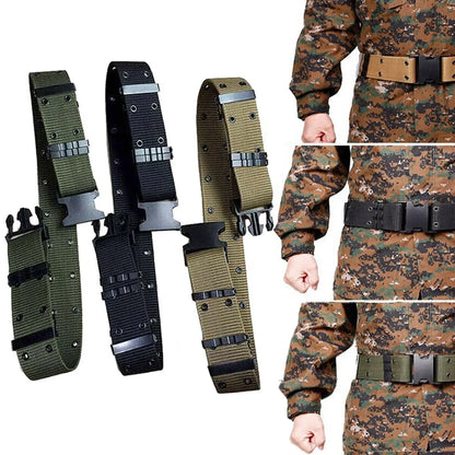 Tactical Canvas Pants Belt Double Hole Belt Military Quick Release Pistol Belt
