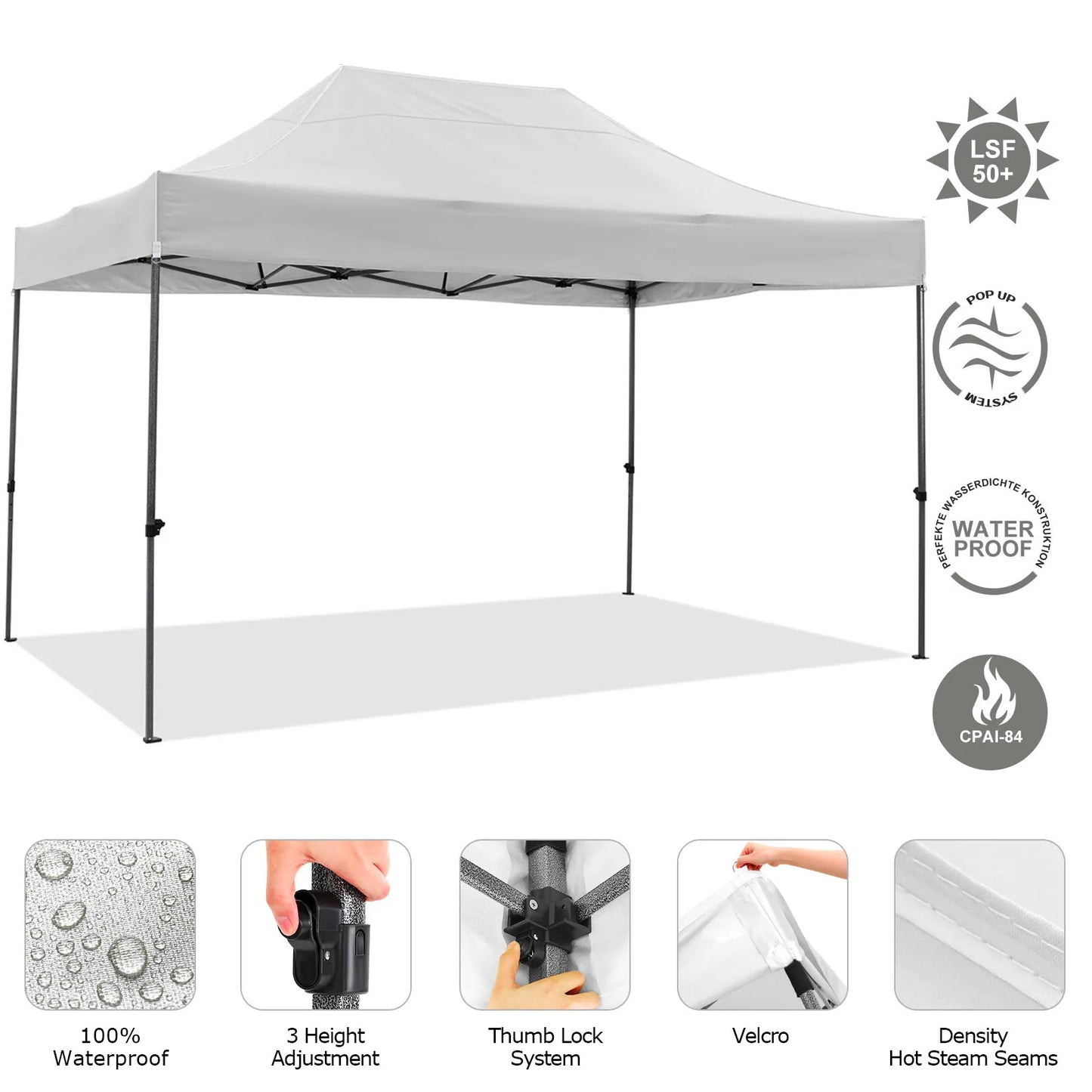 10x15 Pop Up Canopy without Sidewall, Heavy Duty Canopy All Season Wind Waterproof