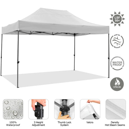 10x15 Pop Up Canopy without Sidewall, Heavy Duty Canopy All Season Wind Waterproof