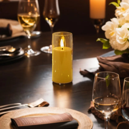 1-3Pcs LED Candle Light Flickering Flameless Pillar Amber Candles