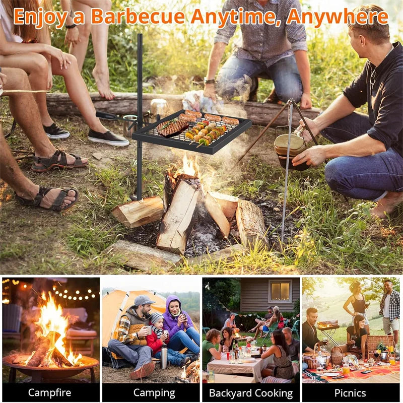 Swivel Campfire Heavy Duty Stainless Steel , Grill Grate, Portable Camping Essentials