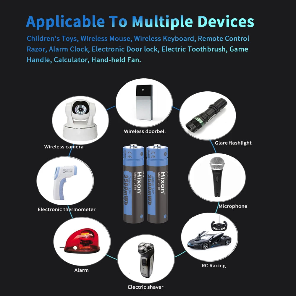 3500mWh 1.5V AA Li-Ion Rechargeable Battery