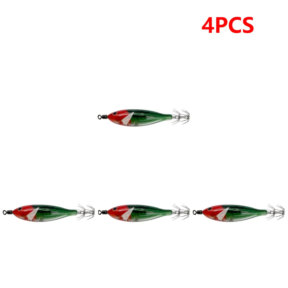 5.7g/8cm Squid Jig Baits Double Hook Glow In The Dark for Night Fishing