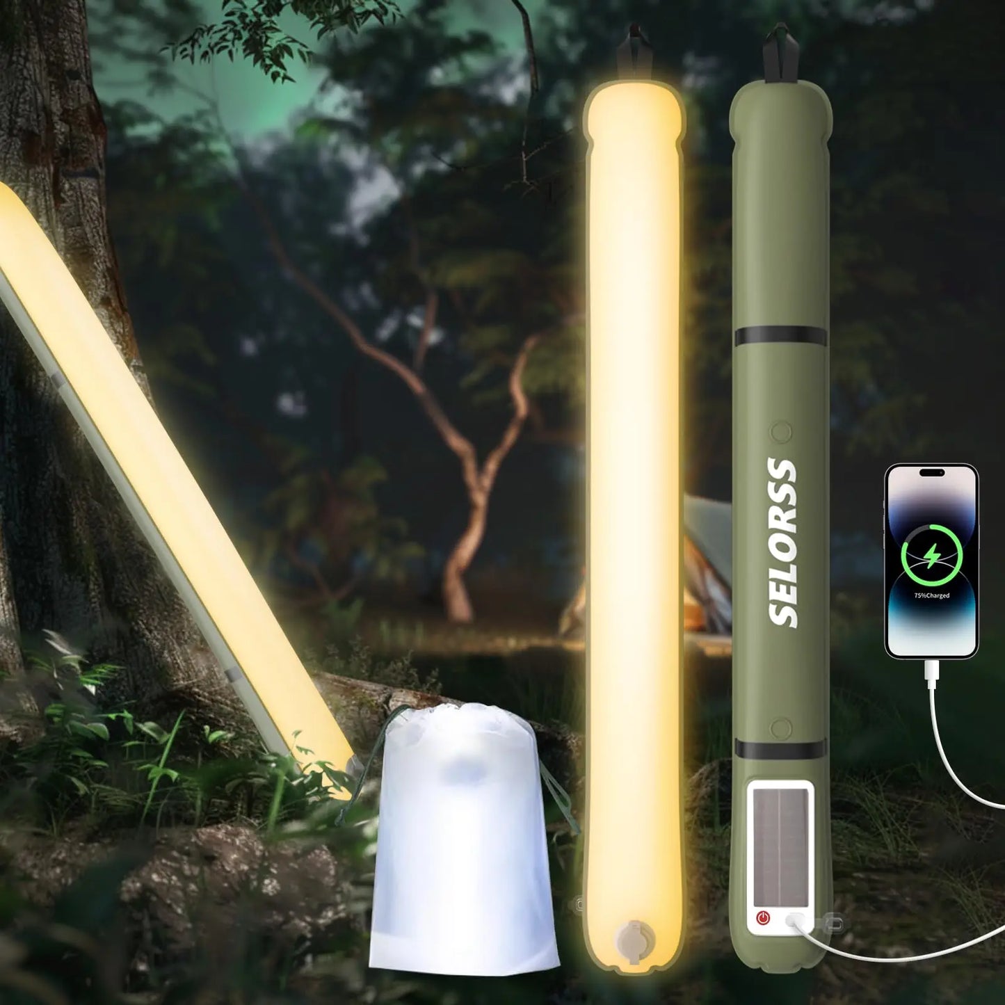 Folding  Solar  Lantern 2000mAh   Waterproof 3 Warm Lights for Hiking Camping Fish USB-Type C
