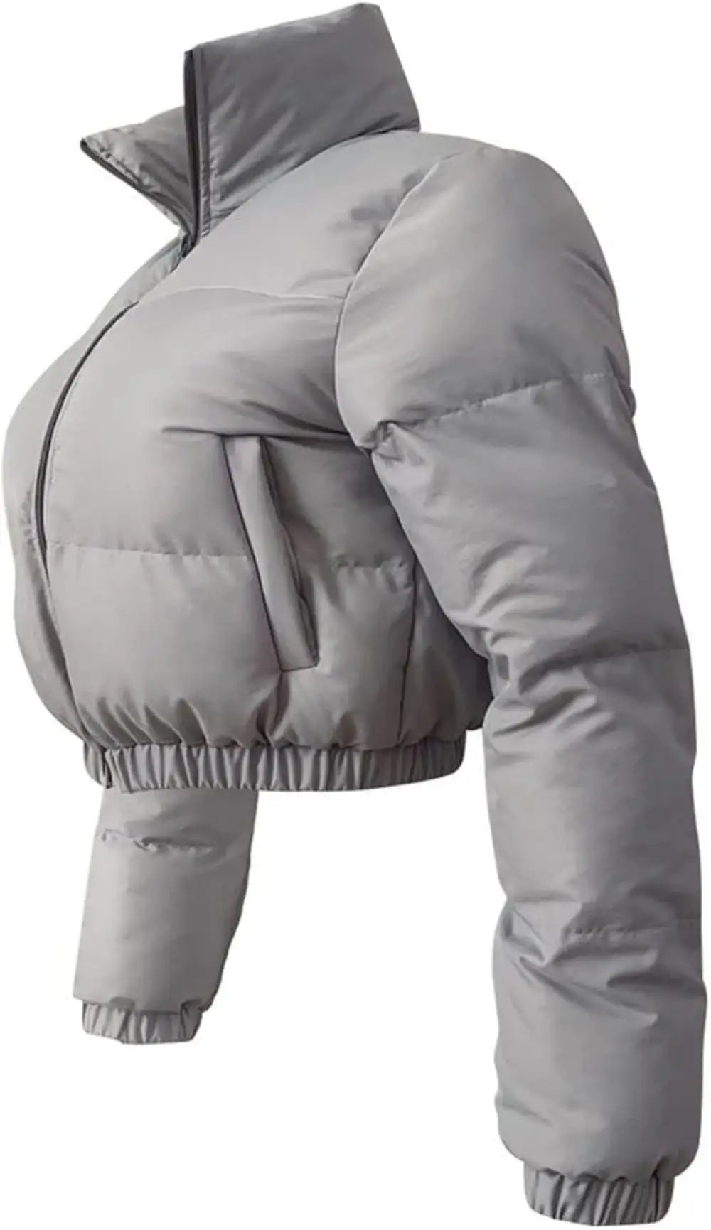 womens Puffer Jacket Cropped Zip Casual Cotton Coat
