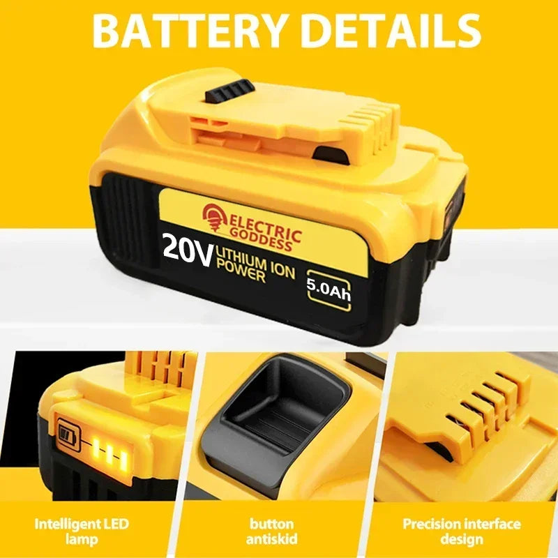 Lithium-ion Replacement Battery Fit For Original Lithium-ion Battery 20V 5Ah for Dewalt