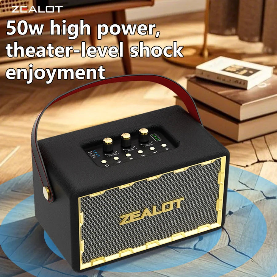 50W Retro Wireless Speakers Portable Subwoofer , Dual Pairing, 24000mAh Battery