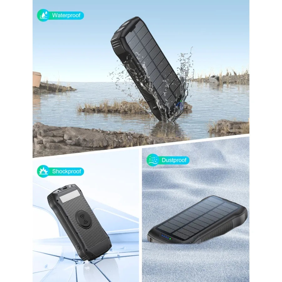 Solar Power Bank 33500mAh Fast Charging Solar Battery Pack