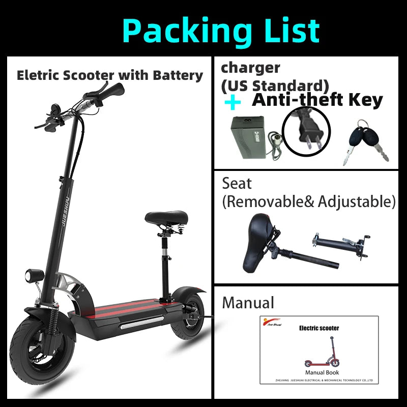 48V 26AH Lithium Battery Electric Scooter with Seat