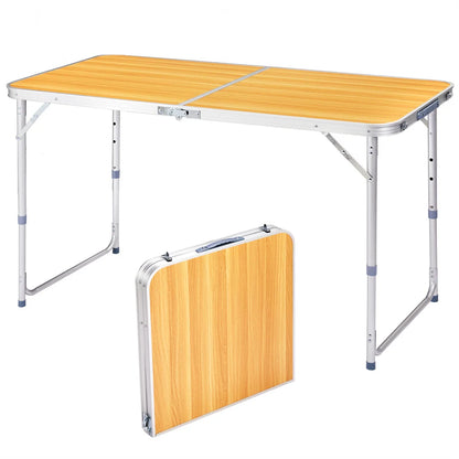 4Ft Folding Table With Carrying Handle Height Adjustable Lightweight For Indoor Outdoor