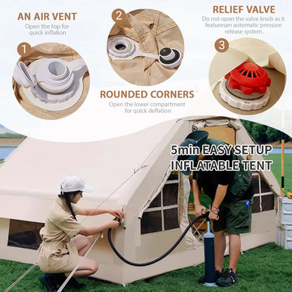 Inflatable Tent with Pump, Waterproof , Easy Setup with Mesh Windows