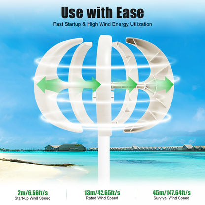 5 Blades Lantern Wind Turbine Nylon Fiber Windmill Generator