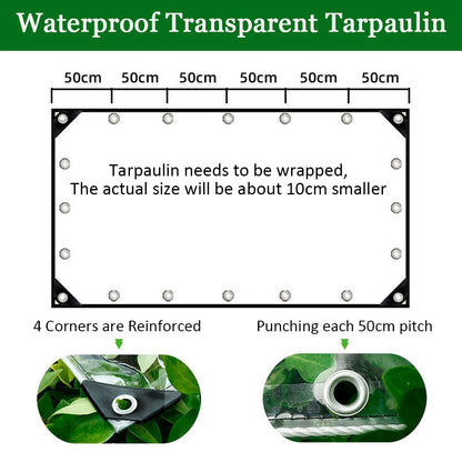 Clear Heavy Duty PVC, Transparent Tarp with Grommets & Ropes