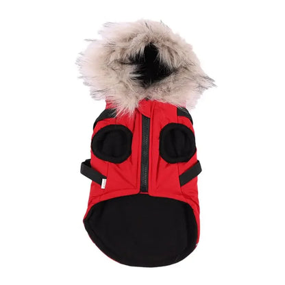Fleece Lining Dog Hoodie with Harness Built in Warm Small Dog Jacket